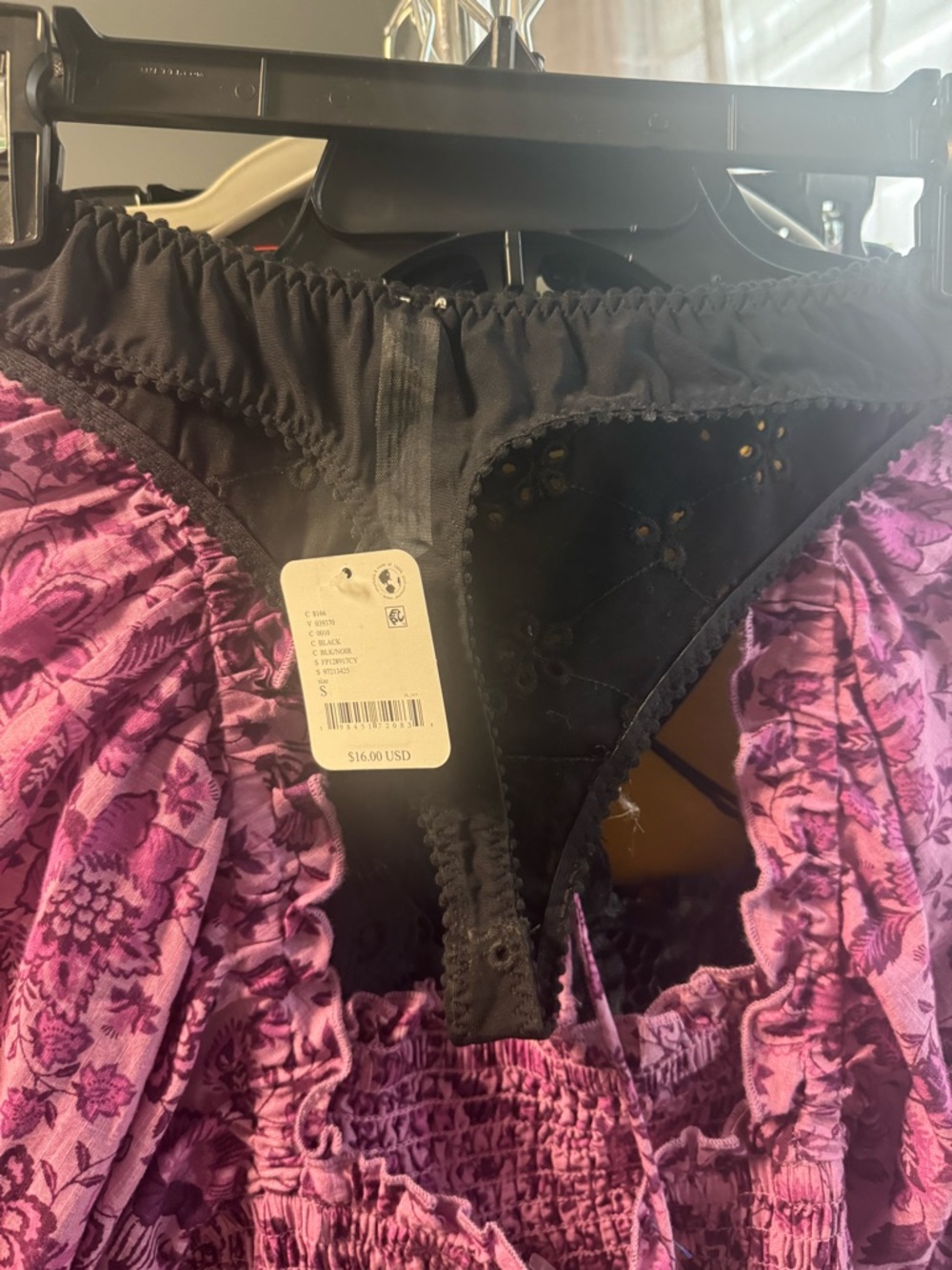 Free People Homegrown Thong in Black size Small NWT - Picture 4 of 5